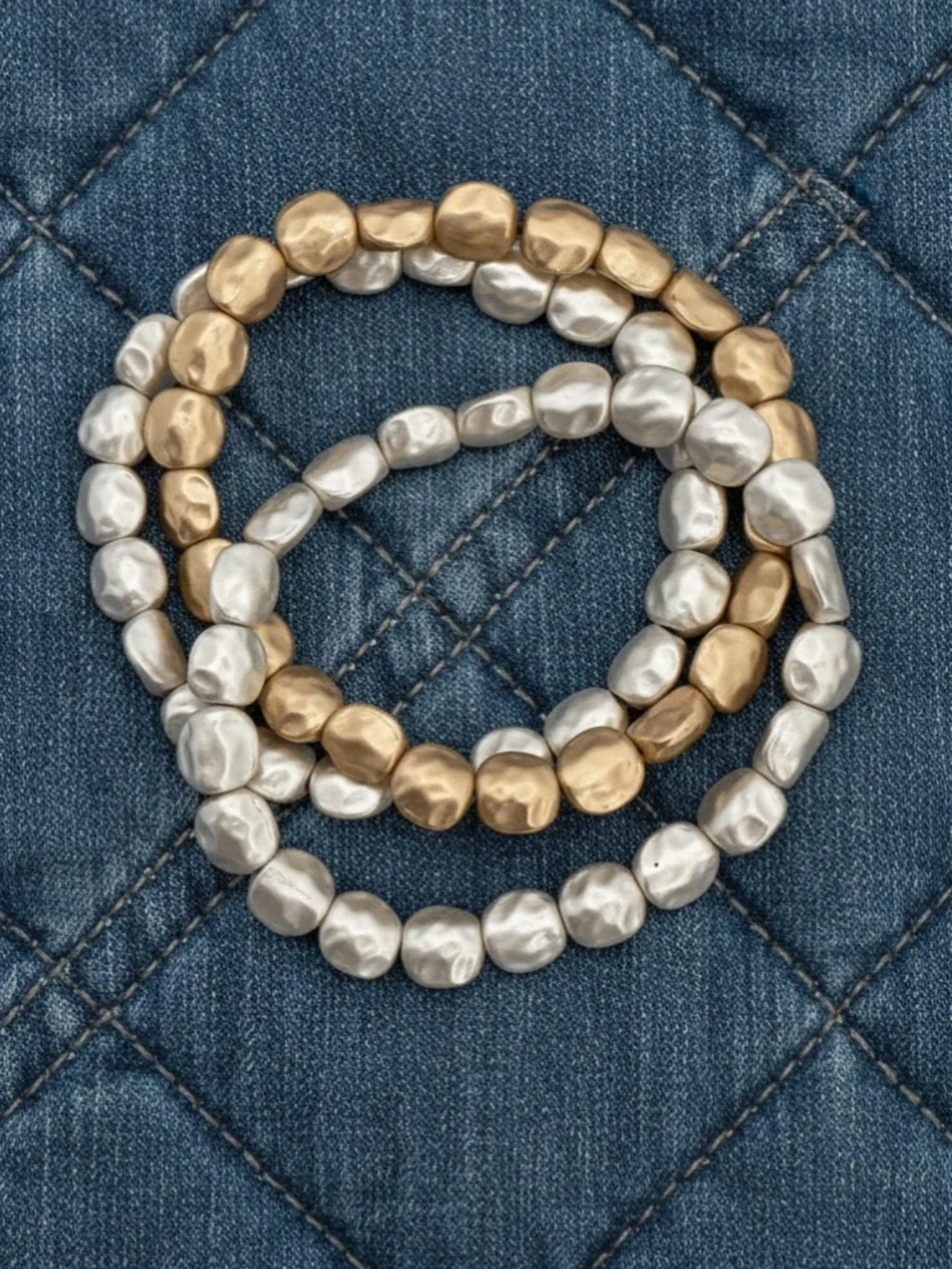 3 Strand Metal Nuggets Bracelet